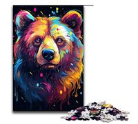 Puzzle per adulti colorato psichedelico animale orso 1000 pezzi puzzle in legno per bambini dai 12 anni in su gioco impegnativo 1000 pezzi (75x50 cm)