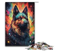 Puzzle per adulti colorato psichedelico cane da pastore tedesco puzzle da 1000 pezzi in legno per adulti e bambini dai 12 anni in su giocattolo educativo 1000 pezzi (38x26 cm)