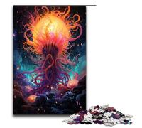 Puzzle per adulti colorato psichedelico dipinto di polpo spaziale puzzle in legno da 1000 pezzi per bambini dai 14 anni in su giocattoli educativi (dimensioni 75x50 cm)