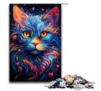 Puzzle per adulti colorato psichedelico fiaba gatto blu puzzle 1000 pezzi ottimo regalo adatto per e adolescenti 14 anni e oltre 75x50cm
