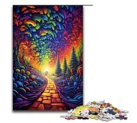 Puzzle per adulti colorato psichedelico giallo strada di mattoni 1000 pezzi puzzle in legno puzzle per adulti e bambini dai 12 anni in su 1000 pezzi (75x50 cm)