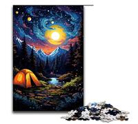 Puzzle per adulti colorato psichedelico spaziale campeggio 1000 pezzi puzzle in legno per bambini dai 14 anni in su gioco impegnativo (dimensioni 75x50 cm)