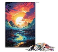 Puzzle per adulti colorato psichedelico tramonto sognante puzzle in legno da 1000 pezzi per giochi di famiglia 1000 pezzi (38x26 cm)