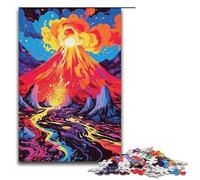 Puzzle per adulti colorato vulcano eruzione puzzle 1000 pezzi puzzle in legno per bambini dai 12 anni in su gioco impegnativo 1000 pezzi (38x26 cm)