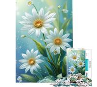 Puzzle per adulti con 1000 margherite bianche e gocce d'acqua Gioco stimolante e rilassante ideale per attività in famiglia e come regalo di compleanno (dimensioni 38x26cm)