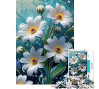 Puzzle per adulti con 1000 margherite bianche e gocce d'acqua un gioco impegnativo ed educativo da completare adatto a partire dai 14 anni (50x75cm)
