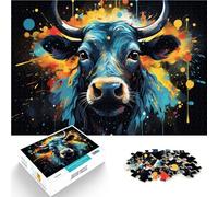 Puzzle per adulti con 1000 pezzi di arte mucca, compito di pensiero per divertimento durante le attività a casa, regalo di compleanno per bambini dai 14 anni in su, 26 x 38 cm