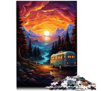 Puzzle per adulti con 1000 pezzi di auto colorata di notte giocattolo pensiero 50x75 cm promuove l'amore tra coppie per bambini di 14 anni