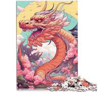 Puzzle per adulti con 1000 pezzi di ciliegia di drago giapponese, taglio di precisione, 38 x 52 cm, adatto come decorazione da scrivania per bambini dai 14 anni in su