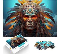 Puzzle per adulti con 1000 pezzi di guerriero indiano, gioco di pensiero per tutta la famiglia, adatto per bambini e ragazzi dai 14 anni in su, 26 x 38 cm