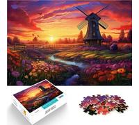 Puzzle per adulti con 1000 pezzi di paesaggio olandese mulino a vento difficile, adatto come decorazione da scrivania per adolescenti dai 14 anni in su, 26 x 38 cm