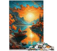 Puzzle per adulti con 1000 pezzi di pesca su una barca sfida educativa 26 x 38 cm, adatto come decorazione da scrivania per adolescenti dai 14 anni in su