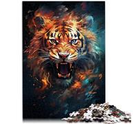 Puzzle per adulti con 1000 pezzi di pittura di tigre selvaggia compito di pensiero per 26 x 38 cm intera famiglia