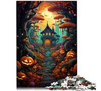 Puzzle per adulti con 1000 pezzi di pittura di una casa di zucca compito di pensiero per compleanni e regali unici per adolescenti dai 14 anni in su, 26 x 38 cm
