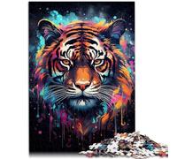 Puzzle per adulti con 1000 pezzi di puzzle a tigre colorato, opera d'arte per alleviare lo stress, vacanze a casa, per adolescenti dai 14 anni in su, 26 x 38 cm