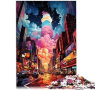 Puzzle per adulti con 1000 pezzi di puzzle al neon "New York Times Square" compito di pensiero per collezione di artisti, arte visiva, adatto per ragazzi dai 14 anni in su, 26 x 38 cm
