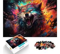 Puzzle per adulti con 1000 pezzi di puzzle colorato lupo animale, un gioco intellettuale che è impegnativo da completare, ma divertente e divertente è 26 x 38 cm