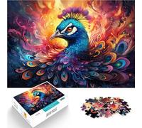 Puzzle per adulti con 1000 pezzi di puzzle colorato pavone artistico sfida l'intelligenza cerebrale giocattolo avvincente adolescente dai 14 anni in su, 26 x 38 cm