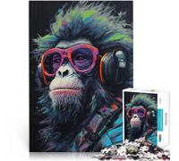 Puzzle per adulti con 1000 pezzi di scimmia con occhiali compito di pensiero per 50 x 75 cm intera famiglia per adolescenti dai 14 anni in su