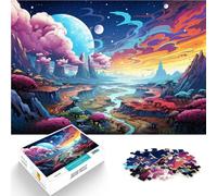 Puzzle per adulti con 1000 pezzi di strano paesaggio colorato per divertimento in famiglia, gioco di famiglia, antistress, sfida difficile, 26 x 38 cm