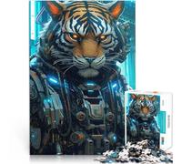 Puzzle per adulti con 1000 pezzi di tigre robotica sfida educativa 26 x 38 cm con poster coordinato e quiz per adolescenti dai 14 anni in su