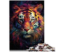 Puzzle per adulti con 1000 pezzi, motivo: "Pittura in colore tigre", compito di pensiero per alleviare lo stress, sfida difficile per adolescenti dai 14 anni in su, 26 x 38 cm