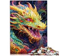 Puzzle per adulti con 1000 pezzi Psychedelic Art Dragon Impossible Puzzle con poster e quiz abbinati per adolescenti dai 14 anni in su, 26 x 38 cm