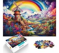 Puzzle per adulti con 1000 pezzi "Rainbow Windmühle Stadt" puzzle difficile per adulti tutta la famiglia, 26 x 38 cm