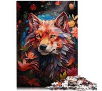Puzzle per adulti con 1000 pezzi "Red Wolf Paradise" compito di pensiero per alleviare lo stress difficile per adolescenti dai 14 anni in su, 26 x 38 cm