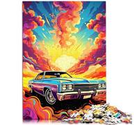Puzzle per adulti con 1000 pezzi retrò per auto d'epoca, sfida per l'intelligenza cerebrale per adolescenti dai 14 anni in su, 26 x 38 cm