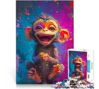 Puzzle per adulti con 1000 pezzi sorridente scimmia sfida educativa 26 x 38 cm con poster coordinato e quiz per adolescenti dai 14 anni in su