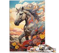 Puzzle per adulti con 1000 pezzi "Un cavallo corre attraverso il cielo" gioco di pensiero con parti completamente intrecciate a caso, 26 x 38 cm