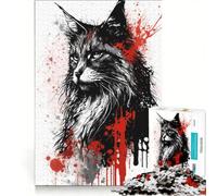 Puzzle per adulti con 1000 ritratti di Maine Coon gioco rompicapo interazione genitore-figlio rafforza l'amore tra le coppie 50x75cm