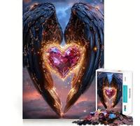 Puzzle per adulti con ali d'angelo e cuore,1000 pezzi,gioco di potenziamento cognitivo,design a incastro preciso,regalo di compleanno,rompicapo (38x26cm)
