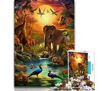Puzzle per adulti con animali africani, 1000 pezzi, difficili, giocattoli educativi per l'apprendimento, giochi per famiglie con poster abbinato e foglio di quiz (50x75cm)