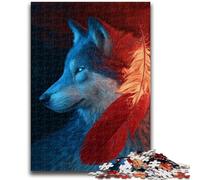 Puzzle per adulti con animali e lupo, aiuta il cervello a esercitare i giocattoli avvincenti per coltivare la pazienza, adatti alle coppie, 26x38cm