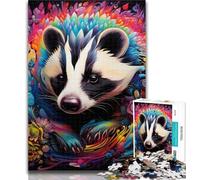 Puzzle per adulti con animali Honey Badger, 1000 pezzi, per adolescenti, antistress, sfida difficile, migliora l'amore tra coppie, 26x38cm