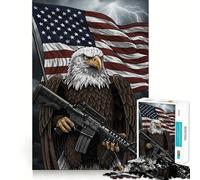 Puzzle per adulti con aquila americana e bandiera,1000 pezzi,gioco stimolante per la mente,taglio laser di alta qualità,rilassante attività di gruppo al chiuso (50x75cm)