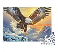 Puzzle per adulti con aquila per la decompressione: Aquila sul ghiaccio di Sunset Mountains Educational Game Challenge 1000 pezzi 38x26 cm/1000 pezzi
