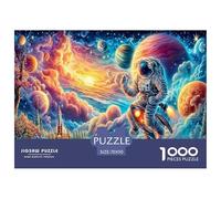 Puzzle per adulti con astronauta che galleggia in un vortice cosmico colorato per la casa: gioco educativo con astronauta nello spazio vibrante, decompressione e decorazione murale 70x50cm/1000 pezzi