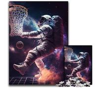 Puzzle per adulti con astronauta che gioca a basket, 1000 pezzi, in cartone, ideali per gli innamorati, Capodanno e San Valentino, 26X38CM/10,23x14,96 pollici.