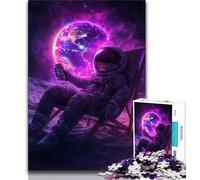 Puzzle per adulti con astronauta seduto sulla luna, 1000 pezzi, per ammazzare il tempo durante le vacanze, con pezzi completamente interconnessi e di forma casuale (38x26cm)