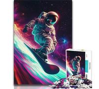 Puzzle per adulti con astronauti che fanno surf, 1000 pezzi, difficili da completare ma divertenti e divertenti, decorazioni e regali unici per la casa (38x26cm)