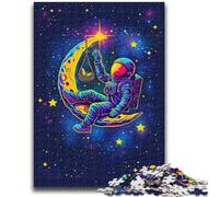 Puzzle per adulti con astronauti sulla luna, 1000 pezzi, arte interessante, riduzione dello stress, lista dei desideri con Babbo Natale per età 14 anni, 50x75cm
