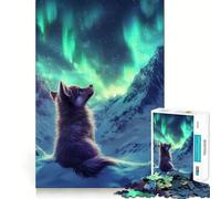 Puzzle per adulti con aurora boreale, cane e luci del nord, 1000 pezzi, per rafforzare la memoria, passatempo casalingo, bordi puliti, regalo elegante (50x75cm)