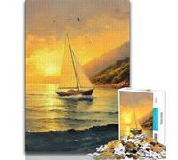 Puzzle per adulti con barca a vela dipinta a olio, aiuta il cervello a esercitare i giocattoli avvincenti per coltivare la pazienza, decorazione perfetta 38x26cm
