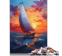 Puzzle per adulti con barca a vela e tramonto, decorazione unica per la casa, puzzle da uomo, regalo per adulti e adolescenti, 520 pezzi (52x38 cm)