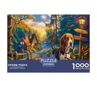 Puzzle per Adulti con Beagle, 1000 Pezzi in Carta Riciclata, Beagle sul Ponte in Scena di Casa Floreale, Ottima Idea per Regalo, 38x26cm/1000pezzi