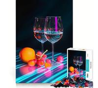 Puzzle per adulti con bicchieri da vino e frutta,1000 pezzi,gioco di memoria,taglio di alta precisione,attività creativa per momenti di tranquillità e allenamento mentale a casa (50x75cm)