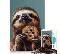 Puzzle per adulti con bradipo che mangia biscotti, 1000 pezzi, gioco per allenare la mente, divertente da costruire insieme, taglio di precisione, 38x26cm